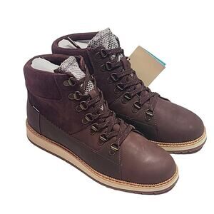 TOMS mesa waterproof Forest Brown Oiled Nubuck Suede Boots women's size 7.5